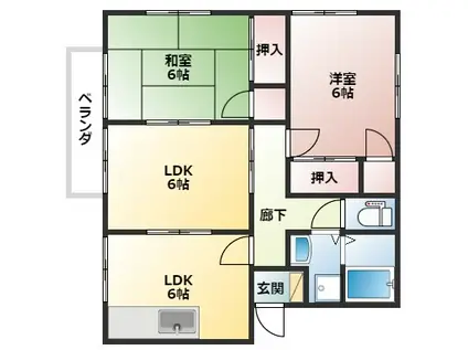 アーバン夏陰(2LDK/1階)の間取り写真