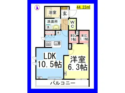 AF キアヌ(1LDK/2階)の間取り写真
