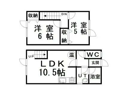 中央マンション(2LDK/2階)の間取り写真