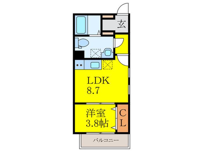 ウェリス南福岡(1LDK/2階)の間取り写真