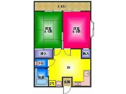 SATOハイツI(2DK/2階)の間取り写真