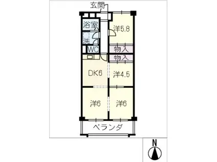 寿ゞやマンション津島209(4DK/2階)の間取り写真