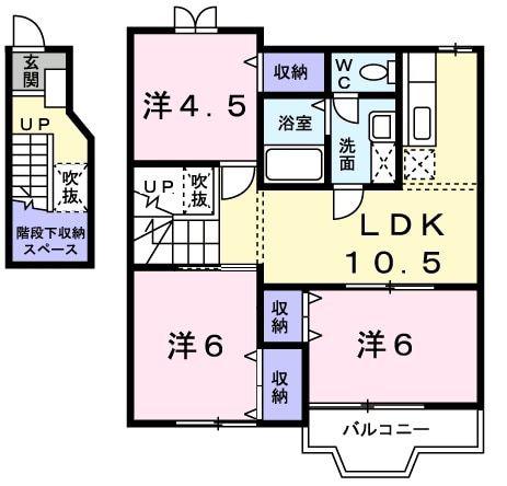 K・レジデンスI(3LDK/2階)の間取り写真