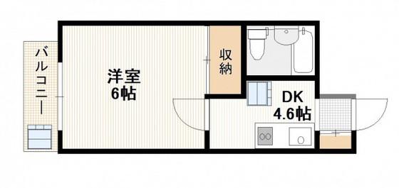 A1ビル(1DK/2階)の間取り写真