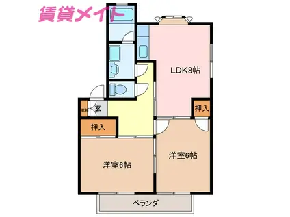 ロイヤルコーポ(2LDK/2階)の間取り写真