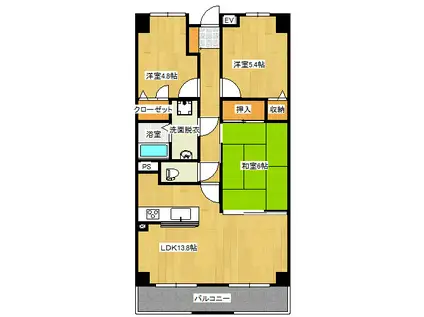 SD清水(3LDK/3階)の間取り写真