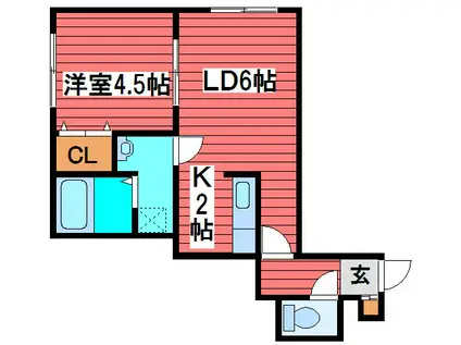 JYSコート栄通(1LDK/2階)の間取り写真