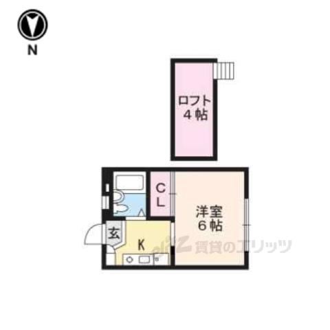 ソレイユ北白川(1K/1階)の間取り写真