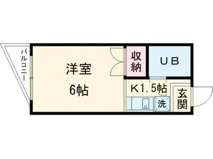 マンションF(ワンルーム/2階)の間取り写真