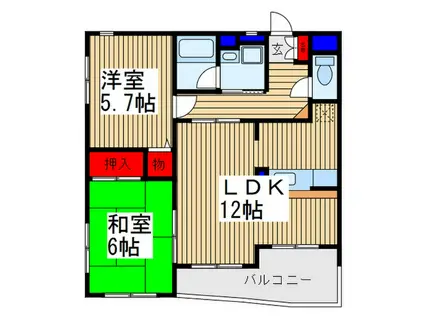 新世ふじみ野マンション(2LDK/3階)の間取り写真