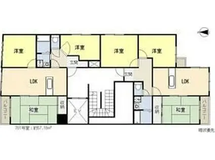 ヴィラパーク本町(3LDK/6階)の間取り写真