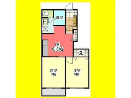 アネックス(2DK/1階)の間取り写真