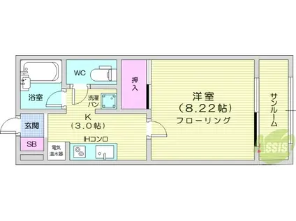 ヴィンダーバール愛(1K/5階)の間取り写真