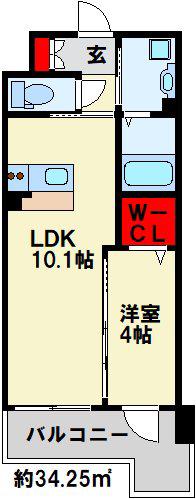 プランドール(1LDK/8階)の間取り写真