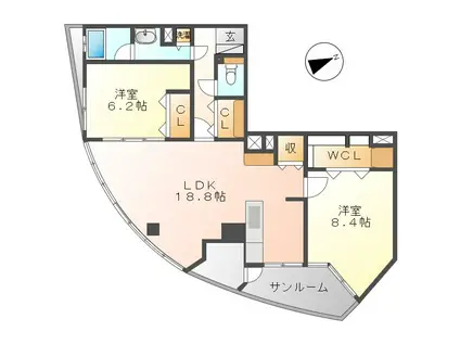 プロシード金山Ⅱ(2LDK/13階)の間取り写真