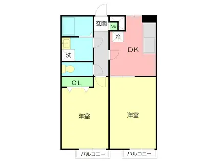 アムールライムII(2DK/1階)の間取り写真