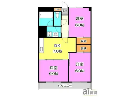 サングリーンハイツ(3DK/1階)の間取り写真