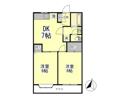 グランデロータス壱番館(2DK/1階)の間取り写真