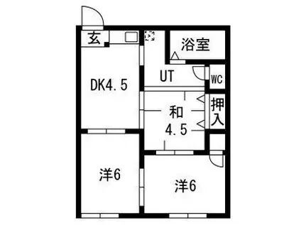 エバーグリーンB(3DK/2階)の間取り写真