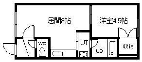 ヴィラージュサントレ(1DK/1階)の間取り写真