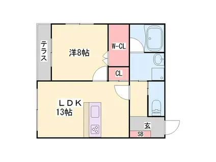 MIZUKI(1LDK/2階)の間取り写真