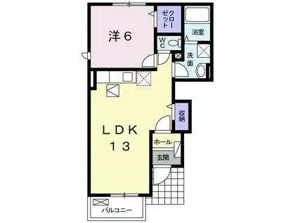 カーサ・ゼフィーロ(1LDK/1階)の間取り写真