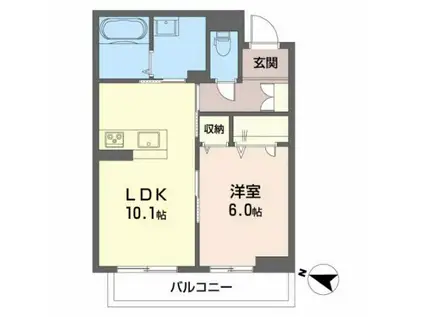 グランカーサ長町(1LDK/1階)の間取り写真