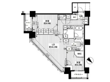 ビーコンタワーレジデンス(2LDK/31階)の間取り写真