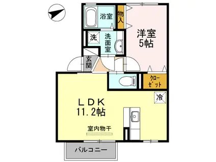 エル パティオII(1LDK/2階)の間取り写真