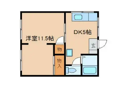 コーポきむら(1DK/2階)の間取り写真