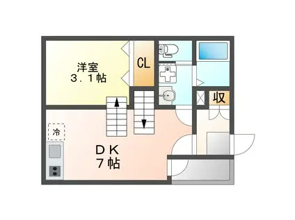 ハーモニーテラス草薙町Ⅳ(1DK/1階)の間取り写真