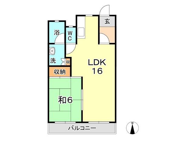 駅前ビル(1LDK/2階)の間取り写真