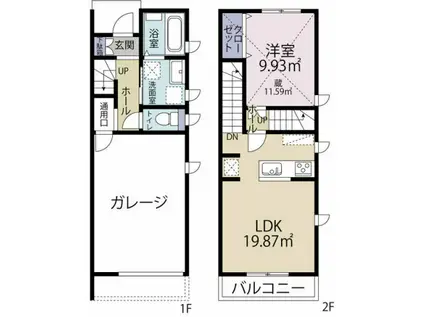 ヴィーブル上島(1SLDK/2階)の間取り写真