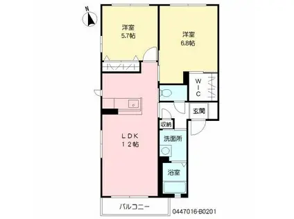 ヴィラ弐番館(2LDK/2階)の間取り写真