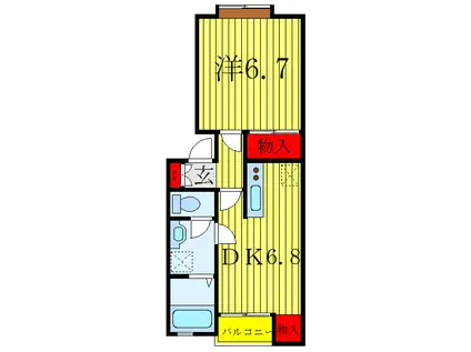 サンガーデンI(1DK/1階)の間取り写真