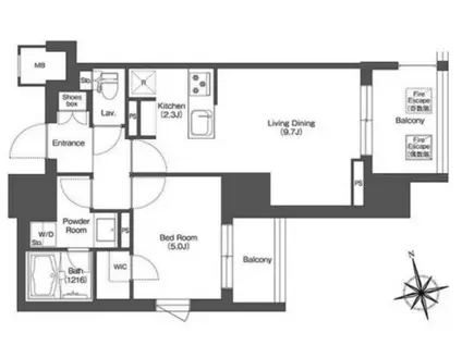 リーブルグラント西新宿ウエスト(1LDK/5階)の間取り写真