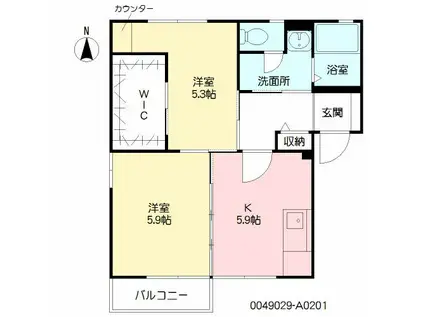 フローリッシュ・サザン A棟(2K/2階)の間取り写真