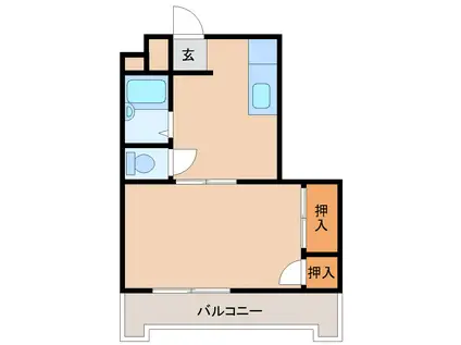 第3ハニービル(1DK/3階)の間取り写真