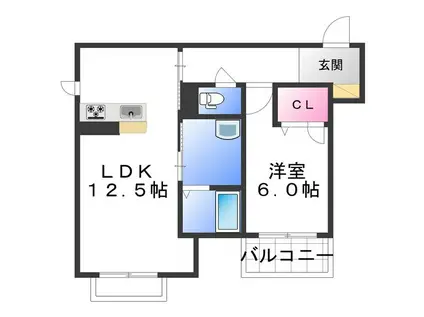 ベレオ本町(1LDK/1階)の間取り写真