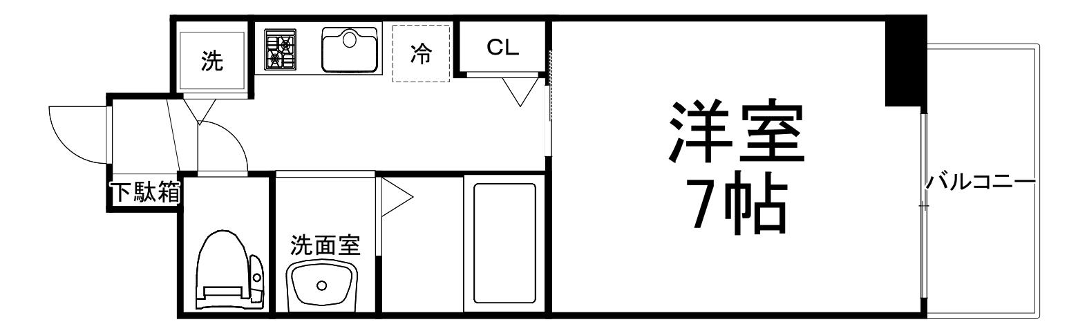 レジデンス大阪城前(1K/5階)の間取り写真