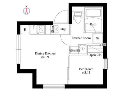 エスポワール門前仲町(1DK/5階)の間取り写真