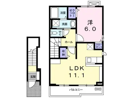 サンワハイツ・F(1LDK/2階)の間取り写真