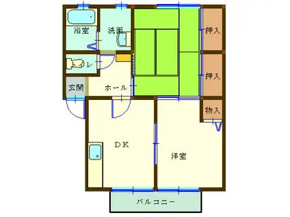 フレグランスフリージア(2DK/1階)の間取り写真