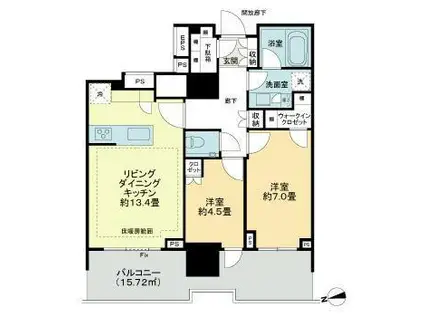 HARUMI FLAG SUN T棟 晴海フラッグ(2LDK/7階)の間取り写真