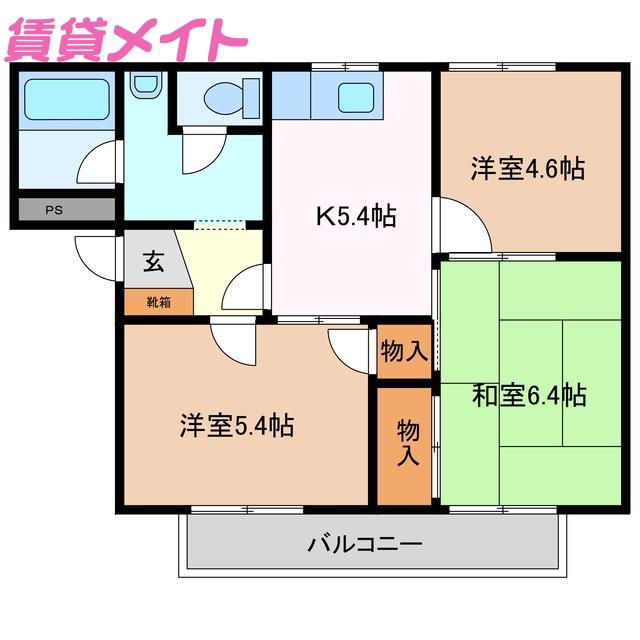 フレグランスオオクラ(3K/2階)の間取り写真
