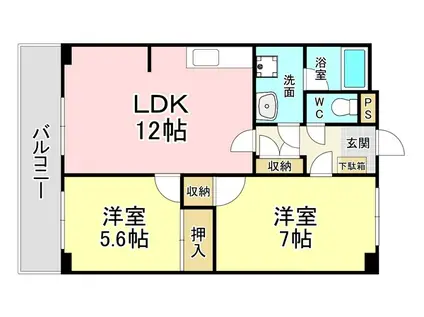 上馬寄スカイハイツ(2LDK/3階)の間取り写真