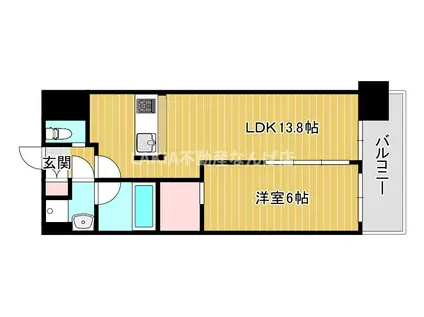 グランカーサ難波元町(1LDK/6階)の間取り写真