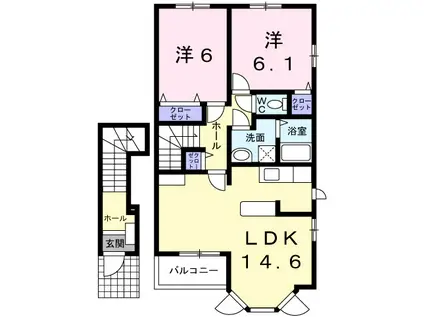 メゾン ド ウールA(2LDK/2階)の間取り写真