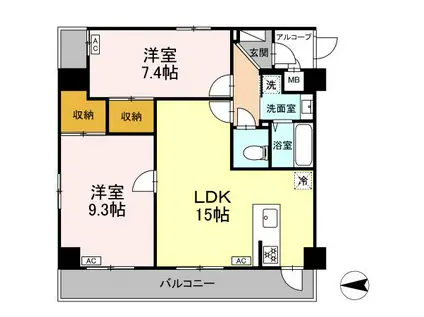 リンドレ長丘(2LDK/2階)の間取り写真