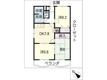 エクレール・アミイ(3DK/2階)の間取り写真